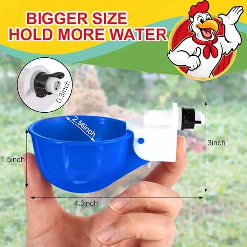 Tanlade 50 Packs Chicken Waterer Cups Large Chicken Feeder, Automatic Waterer Cups Kit for Poultry Chicks Duck Goose Turkey Bunny(Blue) - color: Blue
