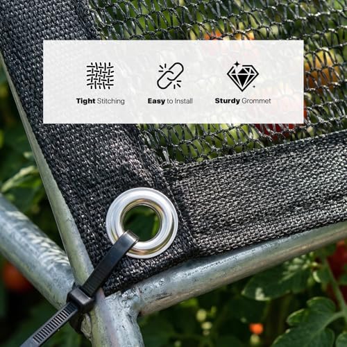 Royal Shade 50% Black Shade Cloth 12FT x 20FT Mesh Tarp with Grommets for Garden Patio, Plant Shading, Greenhouse, Pergola, Chicken Coop, Dog Kennel, Lawn (We Make Custom Size) - color: Black, size: 1 2' X 2 0'