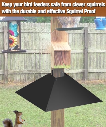 Queension 17 Inch Metal Squirrel Baffle for 4x4 Post and Wooden Pole, 1pcs | Squirrel Proof Baffles for Bird Feeder Poles, Outdoor Guard for Wooden Pole to Deter Raccoons from Bird Houses - size: 1 pcs
