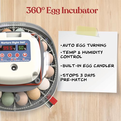 Harris Farms Nurture Right Egg Incubator with Auto Turner, Holds 22 Eggs