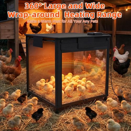 Brooder Box for Chicks, Upgrade Chicken Brooder Box with Adjustable Temp (77~95℉) & 9H Timer, Removable Feeder, Waterer, 10S Rapid Brooder Heating Plate, 200W Poultry Coop Heater Fits Ducks, Quails - color: Jet black