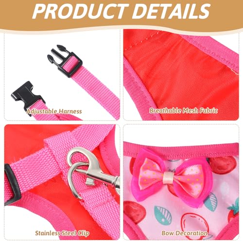 2 Pcs Adjustable Chicken Harness and Leash Set, Comfortable Chicken Vest Elastic Hen Vest with Strawberry Pineapple Print for Small Pets Duck Goose Hen Training Walking Supplies