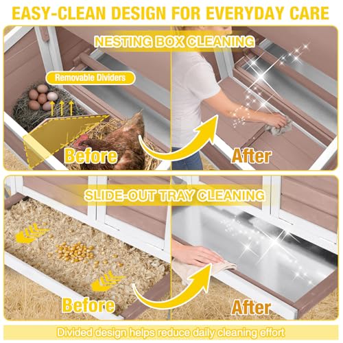 Aivituvin Small Chicken Coop for 2-3 Chickens, Elevated Outdoor Wooden Hen House Quail Hutch with 2 Sectionable Nesting Box, Pull-Out Tray, Waterproof Asphalt Roof - Brown, 40.9"L x 27.3"W x 38.5"H - size: 40.9"L x 27.3"W x 38.5"H