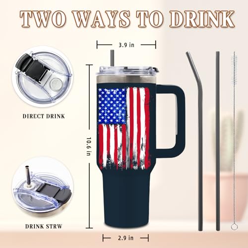 DUUV American USA Flag Tumbler 40oz, Insulated Blue 4th of July Cup Gifts | Patriotic Tumbler for Man Leakproof, Patriotic Water Bottle for Independence Day, Fathers Day Ideal Gifts for Man, 1 Pack - color: Truth Flag