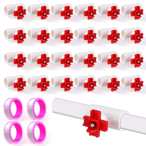 24 Pack Horizontal Chicken Water Nipples with 1/2'' PVC Tee Fittings Automatic Chicken Water Feeder Easy Install Chickens Nipples Waterer Horizontal Side Mount Poultry Nipple Waterer