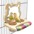 Tfwadmx Bird Parrot Wooden Feeding Cups Small Bird Feeding Dish Cups Stainless Steel Birds Bowls Food Water Bowls with Food Holder for Finches Cockatiel Lovebirds