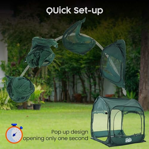 ANC POP Portable Chicken Run, Pop Up Chicken Tent for Small Animals Outdoor Gardening Net with 3 Doors and Handbag, Easy to Install and Storage, Green (40 x 40 x 45) - size: 40 x 40 x 45"