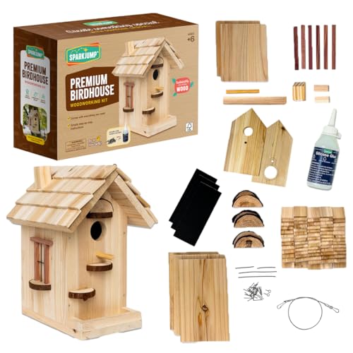 Premium Wooden Bird House Kit - Build it Yourself Birdhouse - Birdhouse Kits for Adults to Build - Woodworking Adult Crafts & DIY Bird House | Build it Yourself Birdhouse - Birdhouse Kits for Adults to Build - Woodworking Adult Crafts & DIY Bird House