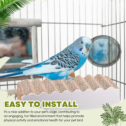 CroBlissful 2-Piece Bird Platforms - Macaw, Small Parakeet, Conure, Budgie - Brown Cardboard Bird Perch - Paw Grinding Stand - Parrot Playground - size: Large