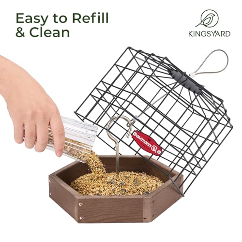 Kingsyard Squirrel Proof Platform Bird Feeder, Metal Mesh Tray | Recycled Poly Lumber Body, Great for Small Wildbirds Finches Bluebird Mealworm, Brown - color: Brown