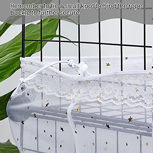 Shappy Large Bird Cage Cover, Bird Cage Seed Catcher, Adjustable Star Pattern Nylon Mesh Net for Parrot Parakeet Macaw Pet Supplies(White) - color: White