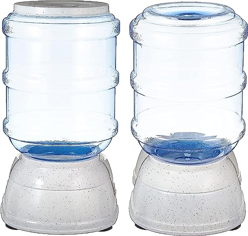 Amazon Basics Automatic Pet Water Dispenser and Gravity Food Feeder Set for Cat and Dog, Easy to Clean, 152fl.oz food feeder, 135.3fl.oz water dispenser, Small, Pack of 2 - size: Small, style: Waterer + Feeder