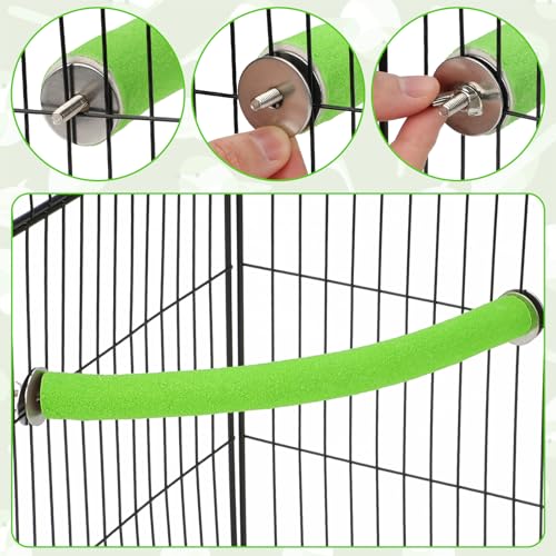 Rypet 90-Degree Parrot Perch for Cage Corner, Quartz Bird Perch (Green L) | For Paw Grinding Clean Stick Exercise, Rough Quartz Surface, Small Parakeets Cockatiel Conures - color: Green-corner-90, size: Large