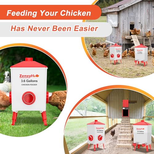 ZenxyHoC No Waste Chicken Feeders and Waterers - 4 Set with Water Cups | for Buckets Barrels Bins Troughs No Waste Chicken Feeder - size: 4 Ports and 4 Cups
