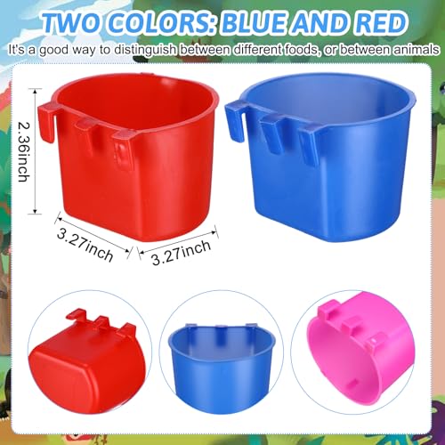 100 Pcs Cage Cups Chicken Feeder Cup 8 oz Hanging Bird Food Water Bowl Coop Bunny Cage Feeding Dish Game Fowl Supply for Poultry Pet Parrot Parakeet Rabbit Parakeet Pigeon(Blue, Red, Rose Red, Green) - color: Blue, Red, Rose Red, Green