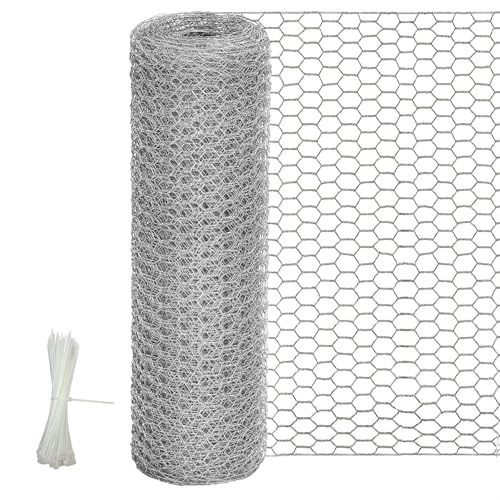 Chicken Wire Fencing, 24 Inch x 60 Ft Chicken Wire Mesh for Garden Plants | 24 Rifny 1 Inch Mesh, Hexagonal Galvanized Metal Poultry Wire Netting Roll, for Chicken Coop Rabbit Dogs Barrier - size: 24 x 720 Inches-1 Inch Mesh