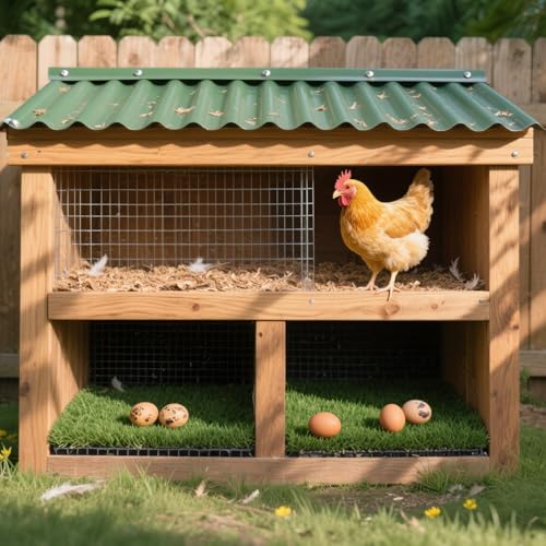 8 Pack 11.8"x11.8" Chicken Nesting Pads for Chicken Coop - Green | Reusable Plastic Artificial Grass Nesting Box Pads Washable Chicken Nesting Pads for Pet Garden Lawn Indoor Outdoor