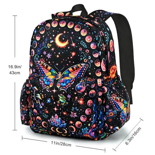 Butterfly Kids Backpack School Backpack Teens Bookbag for Girls Boys Hiking Camping Travel Sports - color: Butterfly
