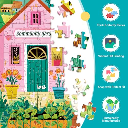 500 Piece Puzzles for Adults,Garden House Floral Countryside Jigsaw Puzzle | Cottage Floral Country with Chickens Puzzles,Challenging Game for Adults Teens Seniors Family Game Night Gift,20.5x15 in - color: Chicks