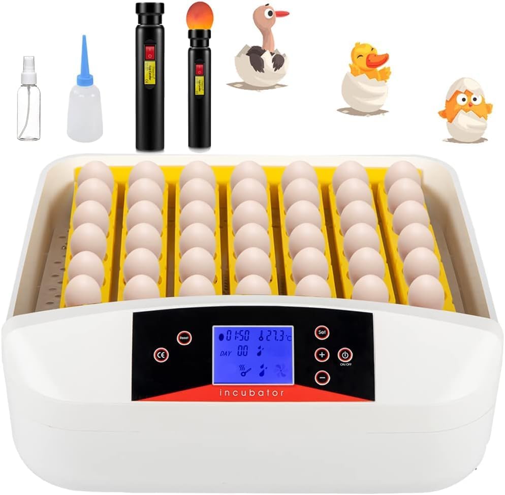 55 Egg Incubator with Auto Turner & Humidity Control 360° View | High Hatch Rate Poultry Hatcher for Chicken Duck Quail, Ideal for Farm & Home Breeding - size: 55 Egg