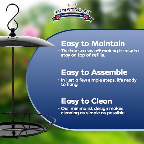Armstrong Royal Jubilee Granola Stack Feeder, Black, 12 Inches - Durable, Weather-Resistant Hanging Bird Feeder for Granola Stacks & Seed Cylinders - Easy-to-Use Design for Attracting Wild Birds - style: Granola Stack Feeder
