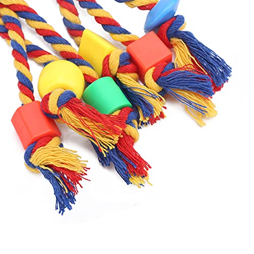 Zerodis 3Pcs Bird Chewing Toys Parakeet Chewing Colorful Cotton Rope Toys Parrots Toys Beads Bite String for Small Medium Parrots