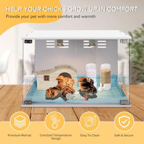 Chick Brooder Brooder Box for Chicks Incubator for Chicks Duckling/Parrot/Chicks Incubator with Heating,Warms up to 25 Chicks with Heating Lamp Set (24" x 16" x 16")