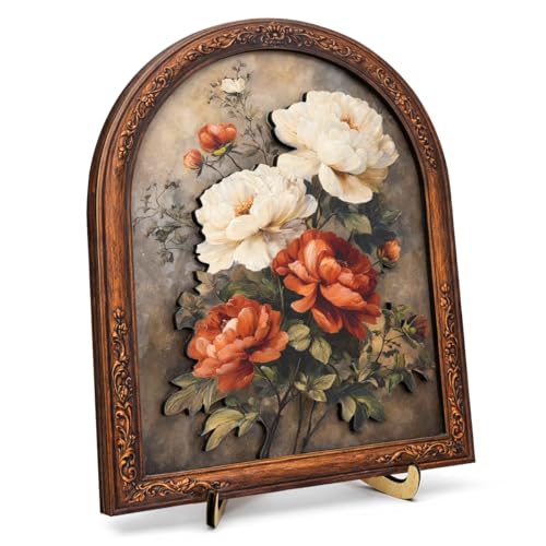 Vintage Floral Bouquet Wall Art Sign for Living Room Decor, Shabby Chic Flower Wall Decor, 8x10 Inch - color: Floral-2