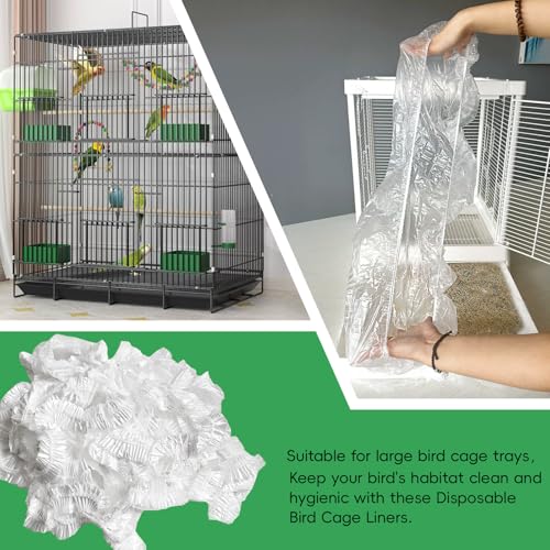 50 Pack Disposable Bird Cage Liners, Clear Plastic, 27 * 20 Inches, Leak-Proof, Universal Tray Liner Bags for Parrots, Canaries, Cockatiels - size: 27*20