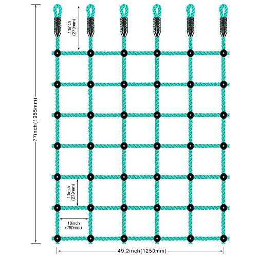 Climbing Cargo Net 49" x 77" Indoor Climbing Net, Outdoor Cargo Webbing Net Playground Climbing Net for Treehouse 100% Nylon Material Rope Ladder - color: Green - 49" X 77"