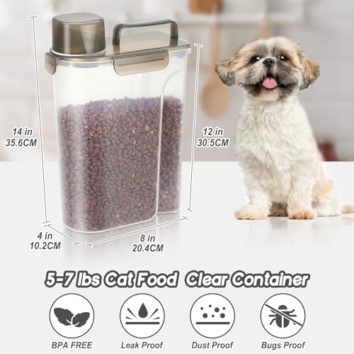 LEAWALK 5-7Lbs Dog Cat Food Storage Container with Upgraded Large Nozzle BPA-free, 4 Snap Seals Plastic Pet Food Storage Containers with Handles (Clear Brown, 5L-1pack) - color: Clear Brown, size: 5L-1pack