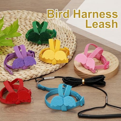 Bird Harness Leash, Adjustable Pet Parrot Bird Harness and Leash Lightweight Anti-Bite Flight Training Rope with Cute Wing, (Red, XS), Intended for Parrots/Pigeons/Budgies - color: Red, size: Extra Small
