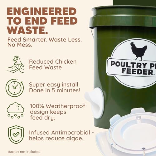 Poultry Pro Chicken Feeder & Waterer Set, 3 Ports, Hole Saw & Waterer | As Seen on Shark Tank, Gravity Fed Chicken Feeder, for Buckets, Barrels, Bins & Troughs, Poultry Feed (Bucket Not Included) - style: Feeder and Waterer Bundle