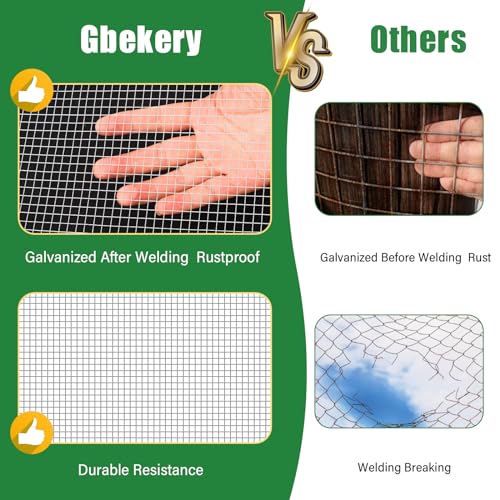 Gbekery Hardware Cloth 1/2 inch 48in x 80ft 19 Gauge, Hot-dip Galvanized After Welding Chicken Wire Fence Roll Garden Plant Welded Metal Wire Fencing Roll, Rabbit Cages Snake Fence - color: Silver, size: 1/2 inch 48in x 80ft