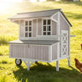 Extra Large Chicken Coop with Super Large Wheels, Mobile Hen House Poultry Cage with Strong Iron Frame, Outdoor Chicken House with 3 Nesting Boxes, 3 Perches for 4-6 Chickens