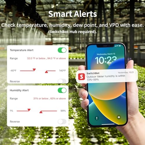 SwitchBot IP65 Indoor Outdoor Hygrometer Thermometer Wireless 3Packs, 394ft Bluetooth Range, Refrigerator Thermometer, Dewpoint/VPD/Absolute Humidity Sensor, 2-Year Battery Life, Free Data Storage