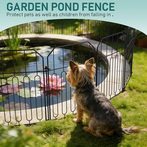 Goovilla Garden Fence, Total 10ft(L) x 21in(H), 10 Pcs, Rustproof Metal | Garden Fencing Animal Barrier, Wire No Dig Fence Panels, Black Decorative Garden Fences and Borders for Dogs,Flower Bed,Patio - size: Square arch with Curved