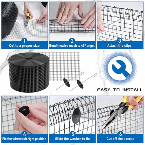 Solar Panel Bird Guard 8 Inch x 100 Ft for Pigeon Squirrel | PVC Coated Welded Wire Mesh Critter Guard for Solar Panels with Fasteners, Solar Screen for Pigeon Netting Bird Proof - color: 8IN x 100FT