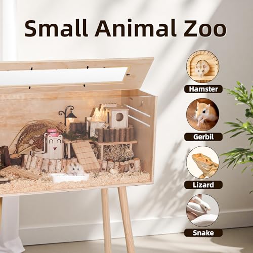 Pine Small Animals Houses&Habitats Chewproof, 32" Pine Guinea Pig Cage Hamster Cage for Small Animals (32" Medium, High-Legged Stick) - size: 32.0"L x 15.8"W x 15.8"H