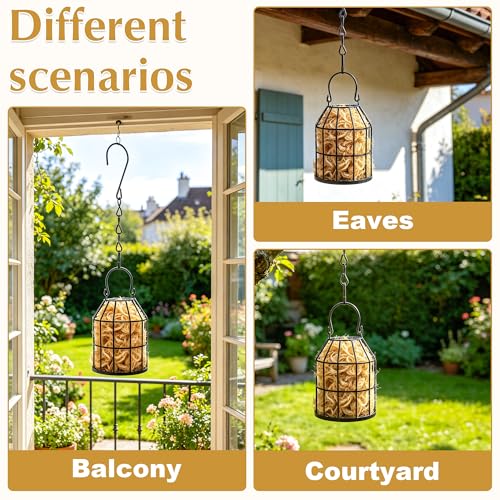 AKAZA 2 Pcs Refillable Bird Nesting Material Holders Outdoor Hanging Cage | Bird Nest Material Holder; Refillable Steel Cage; Outdoor Hanging Station; Hummingbird Supply; Garden Bird Decor