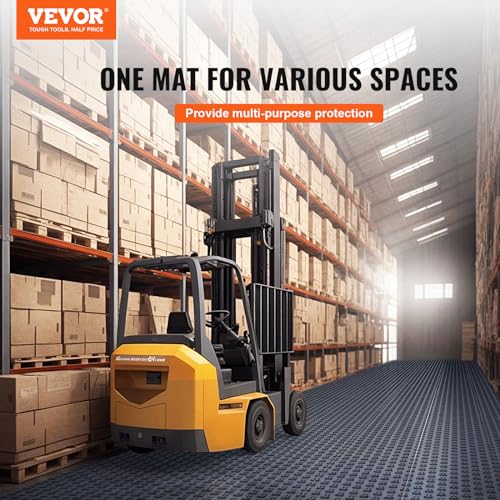 VEVOR Garage Floor Tiles 12 x 12 x 0.53 inch, Interlocking Design Ease of Installation Double-Sided Texture Non-Slip Sturdiness, for Garages, Basements, Repair Shops, Graphite Gray, 25 Pack - color: Graphite Gray, size: 25 Pack Tile