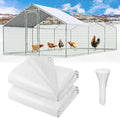 2 Pack Chicken Coop Cover Waterproof, 11.3 * 6.3 FT Chicken Run Cover Coop Tarp, Large Chicken Coop, Duck Coop Tarp Replacement,White (Top Cover Only, Frame Not Included) - size: 11.3x6.3 FT