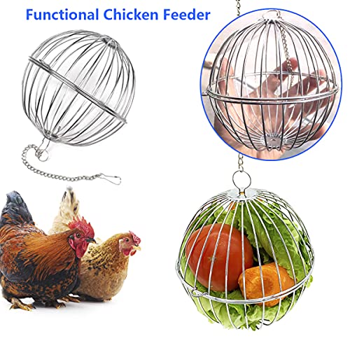 Chicken Treat Ball Chicken Vegetable Feeder Veggie Hanging Ball Toy for Hens 2PCS