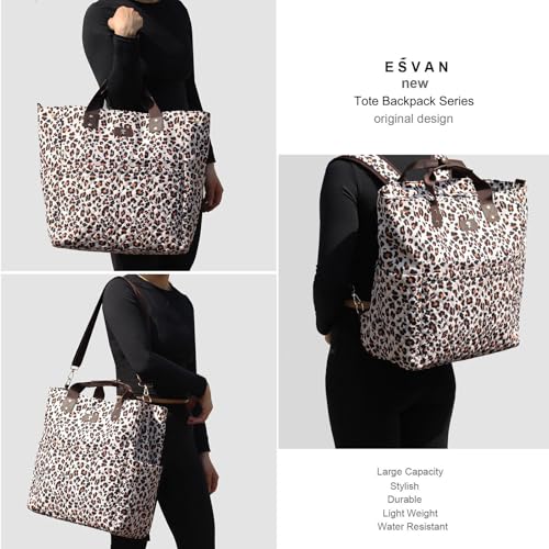 Diaper Tote Bag Totepack Backpack Crossbody Bag 3 in 1 for Women Laptop Backpack Multifunctional with Insulated Pockets - color: D Leopard Print