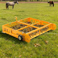 POPMOON 2-in-1 Horse Manure Fork Paddock Cleaner Tow Behind Trailer, 330 lb | Manure Scooper Yard Sweeper for Horse Manure, Heavy Duty Drag Manure Collector Fit ATV UTV Pasture Stable Farm Yard Cleanup - size: 43.5" L -with wheels
