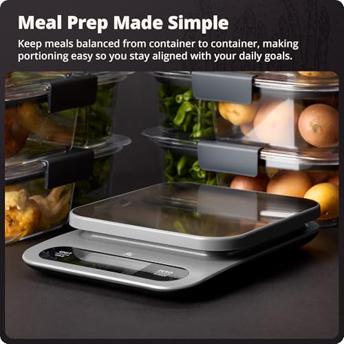 Greater Goods Digital Food Scale for Kitchen & Baking, 22lb High Capacity | Stainless Steel Platform, Hi-Def LCD, 1g Precision, Tare. Weighs g/oz/lb/ml. For Sourdough, Bread & Bulk Cooking, Large Bowls