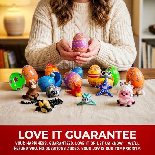 Easter Egg Surprise 10 Pack – Prefilled Pastel Eggs with Poseable Articulated Creatures, Easter Basket Stuffers, Egg Hunt Fillers, Mini Animal Figurine Collection