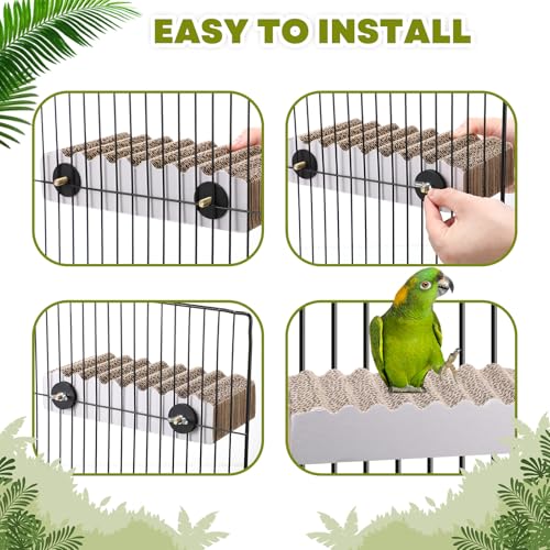 CroBlissful 2-Piece Bird Platforms - Macaw, Small Parakeet, Conure, Budgie - Brown Cardboard Bird Perch - Paw Grinding Stand - Parrot Playground - size: Large