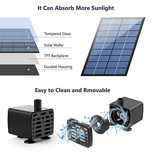 AISITIN 2.5W DIY Solar Fountain Pump with 6 Nozzles & 4ft Flexible Hose | Solar Water Pump for Bird Baths, Garden Ponds, Fish Tanks, and Patio Water Features – Quick Setup - size: 2.5W (1 Pack)