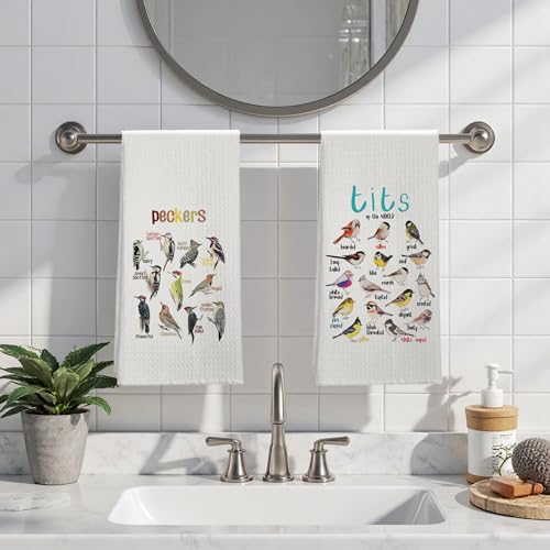 Colorful Bird Decorative Kitchen Towels and Dishcloths 16×24 Inches of 2, Birds Gifts Hand Towels, Birds Gifts for Bird Lovers, Farmhouse Drying Cloth Dish Tea Towel for Bathroom Kitchen - color: Color 32